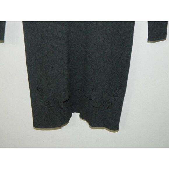 S. DEER/Concept Dress Sweater Gray Ribbed Distressed Dress Shark Bite Size Small - Picture 7 of 12